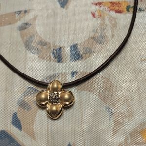 QVC Affinity Diamond champagne floral 1/10 Ctw pendant & Cord